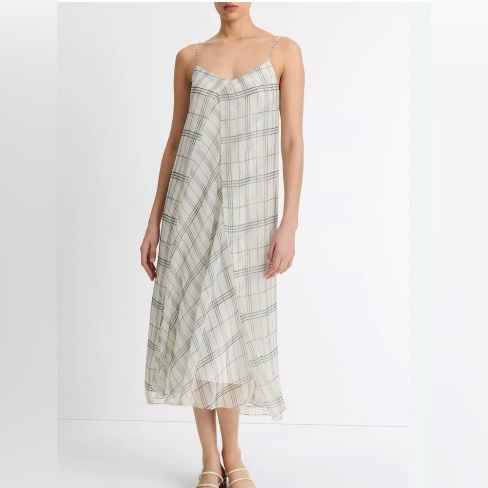 Plaid Sleeveless Maxi Dress Vince NWT size M